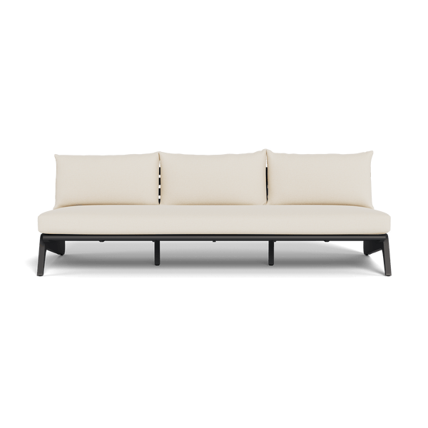 MLB Aluminum 3 Seat Armless Sofa | Aluminum Asteroid, Siesta Ivory,