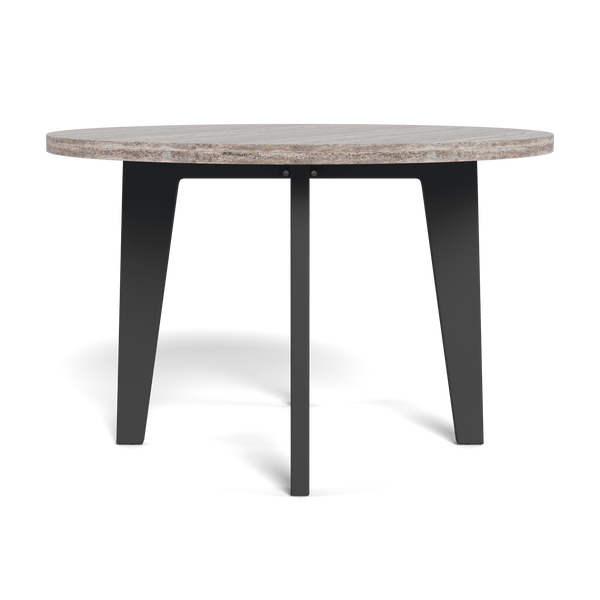 MLB Aluminum Round Dining Table | Aluminum Asteroid, Travertine Dark Grey,