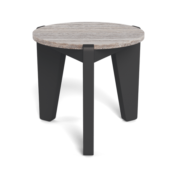 MLB Aluminum Round Side Table | Aluminum Asteroid, Travertine Dark Grey,