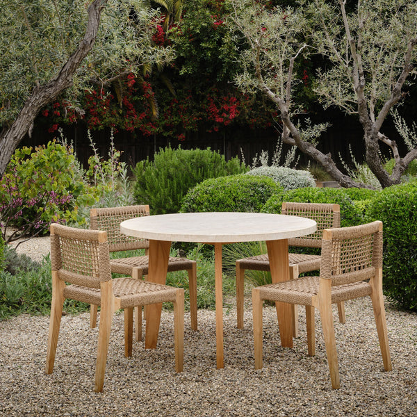 MLB Armless Dining Chair | Teak Natural, Twisted Resin Rope,