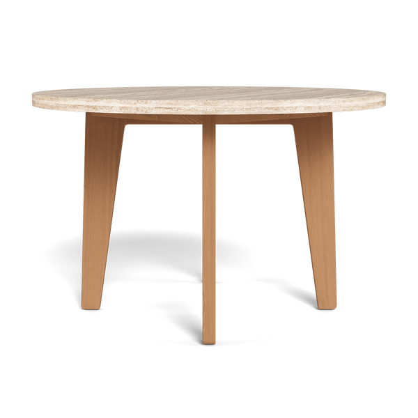 Mlb Round Dining Table 1200 | Teak Natural, Travertine Cream,