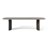 Newport Aluminum Dining Table 108" | Aluminum Bronze, Travertine Dark Grey,