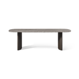 Newport Aluminum Dining Table 84" | Aluminum Bronze, Travertine Dark Grey,