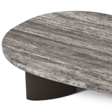 Newport Aluminum Oblong Coffee Table 64" | Aluminum Bronze, Travertine Dark Grey,