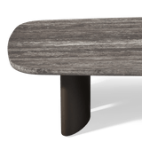 Newport Aluminum Rectangle Coffee Table 76" | Aluminum Bronze, Travertine Dark Grey,