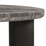 Newport Aluminum Side Table | Aluminum Bronze, Travertine Dark Grey,