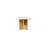 Newport Teak Dining Table 108" | Teak Natural, Travertine Cream,