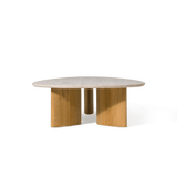 Newport Teak Oblong Coffee Table 64" | Teak Natural, Travertine Cream,