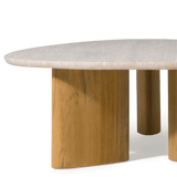 Newport Teak Oblong Coffee Table 64" | Teak Natural, Travertine Cream,