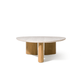 Newport Teak Oblong Coffee Table 64" | Teak Natural, Travertine Cream,
