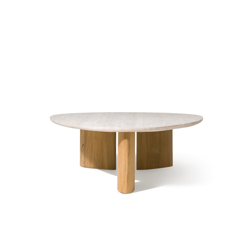 Newport Teak Oblong Coffee Table 64" | Teak Natural, Travertine Cream,