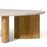 Newport Teak Oblong Coffee Table 64" | Teak Natural, Travertine Cream,