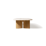 Newport Teak Rectangle Coffee Table 76" | Teak Natural, Travertine Cream,