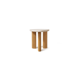 Newport Teak Side Table | Teak Natural, Travertine Cream,