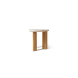 Newport Teak Side Table | Teak Natural, Travertine Cream,