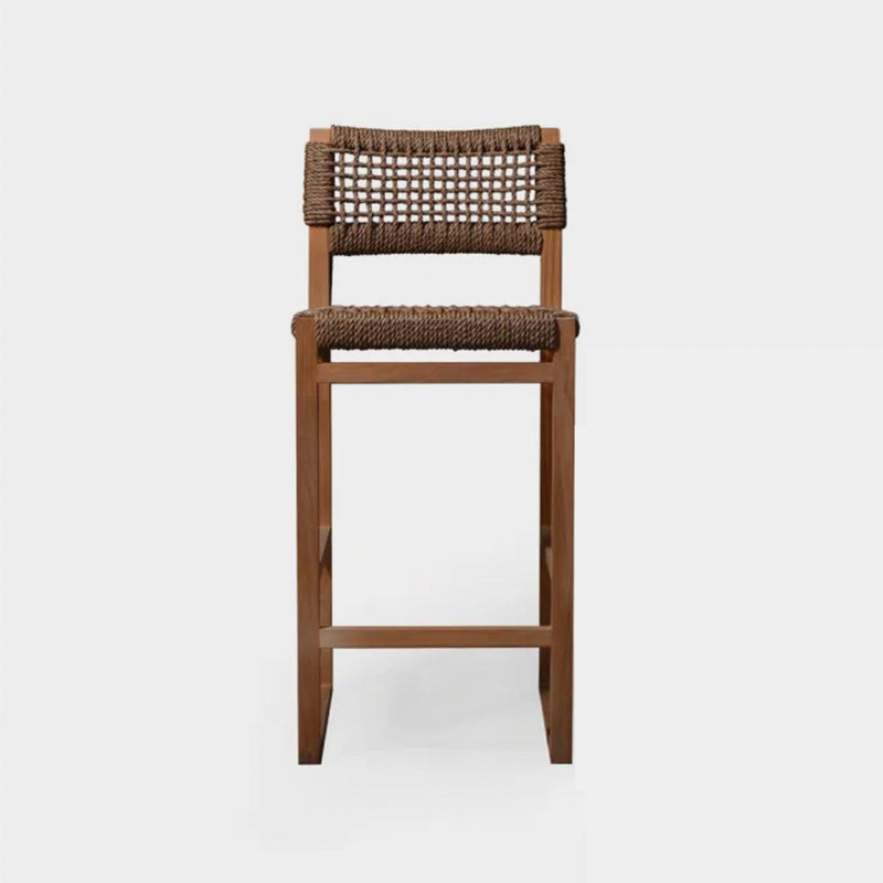 Noosa Counter Stool | Teak Natural, Twisted Resin Rope,