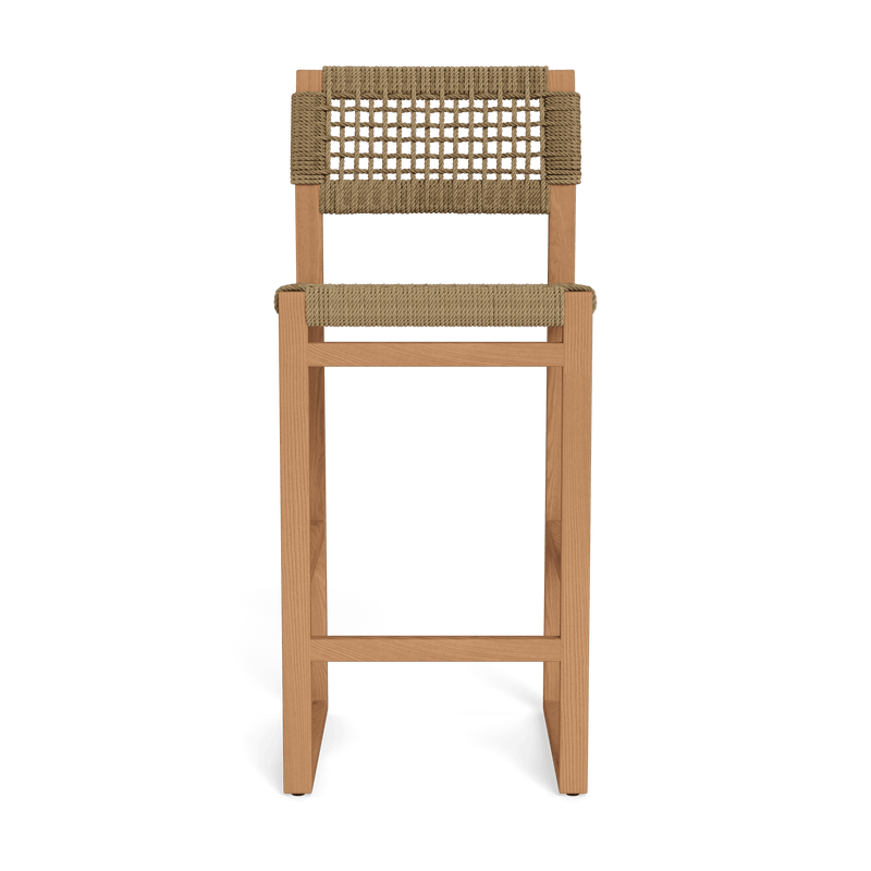 Noosa Counter Stool | Teak Natural, Twisted Resin Rope,