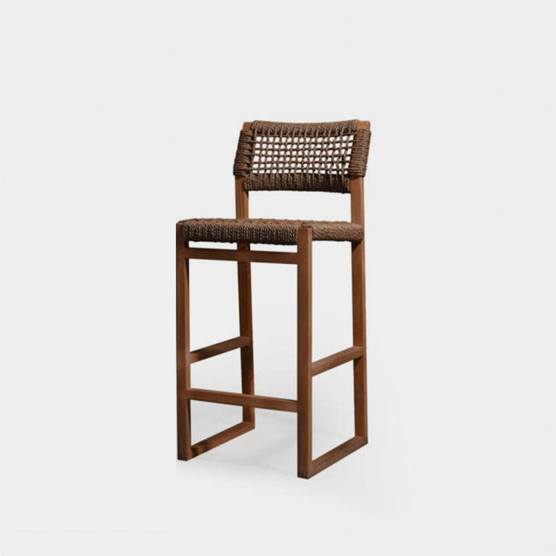 Noosa Counter Stool | Teak Natural, Twisted Resin Rope,