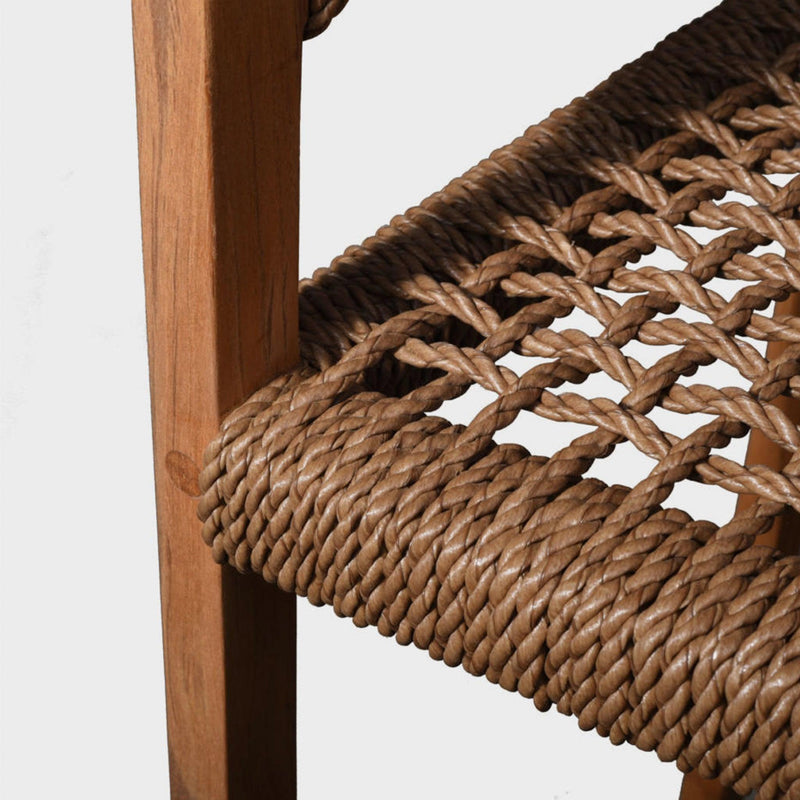 Noosa Counter Stool | Teak Natural, Twisted Resin Rope,