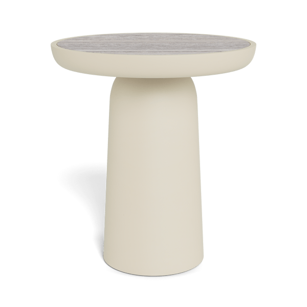 Nova Aluminum Round Side Table | Aluminum Bone, Travertine Dark Grey,