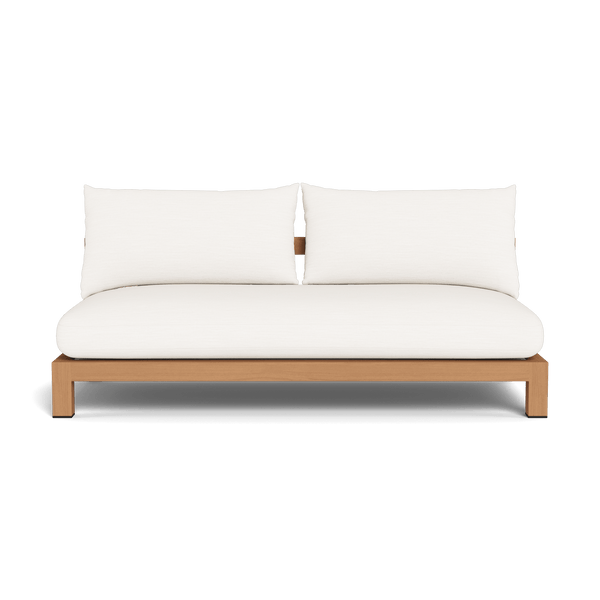 Pacific 2 Seat Armless Sofa | Teak Natural, Panama Blanco, Batyline White