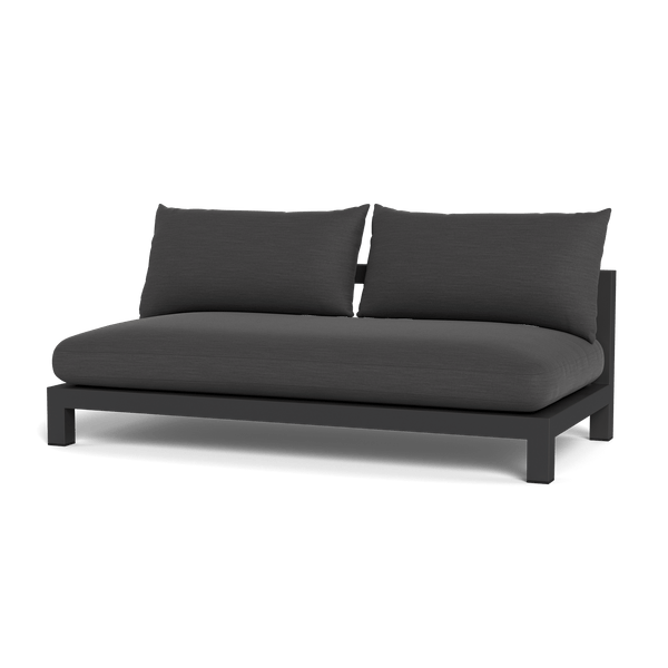 Pacific Aluminum 2 Seat Armless Sofa | Aluminum Asteroid, Panama Grafito, Batyline Silver