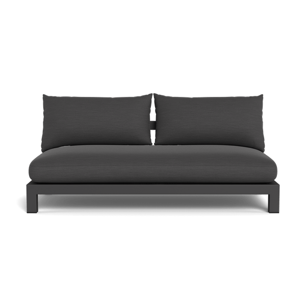 Pacific Aluminum 2 Seat Armless Sofa | Aluminum Asteroid, Panama Grafito, Batyline Silver