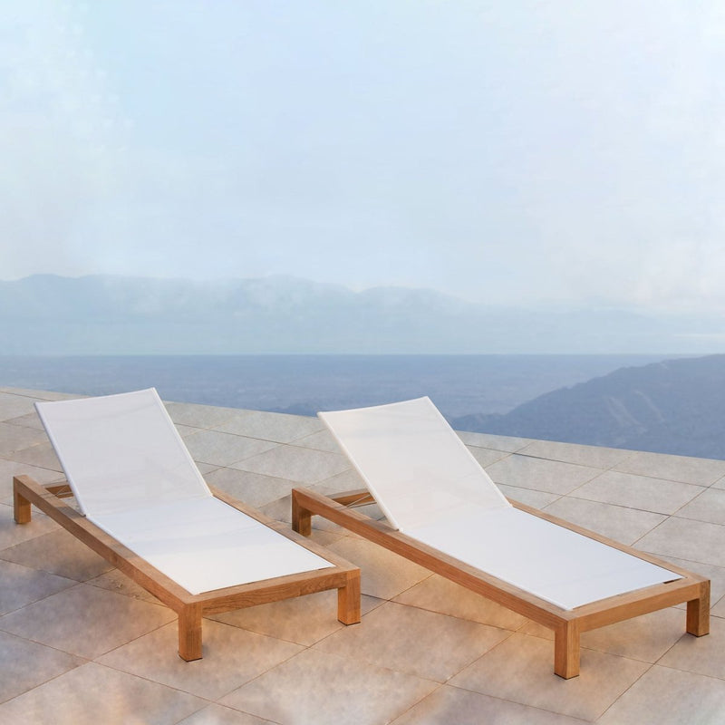 Pacific Sun Lounge | Teak Natural, Batyline White,