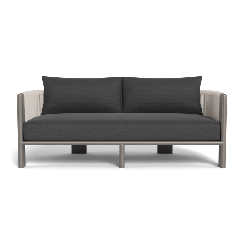 Palm Beach Aluminium 2 Seat Sofa | Aluminium Taupe, Panama Grafito, Rope Shell