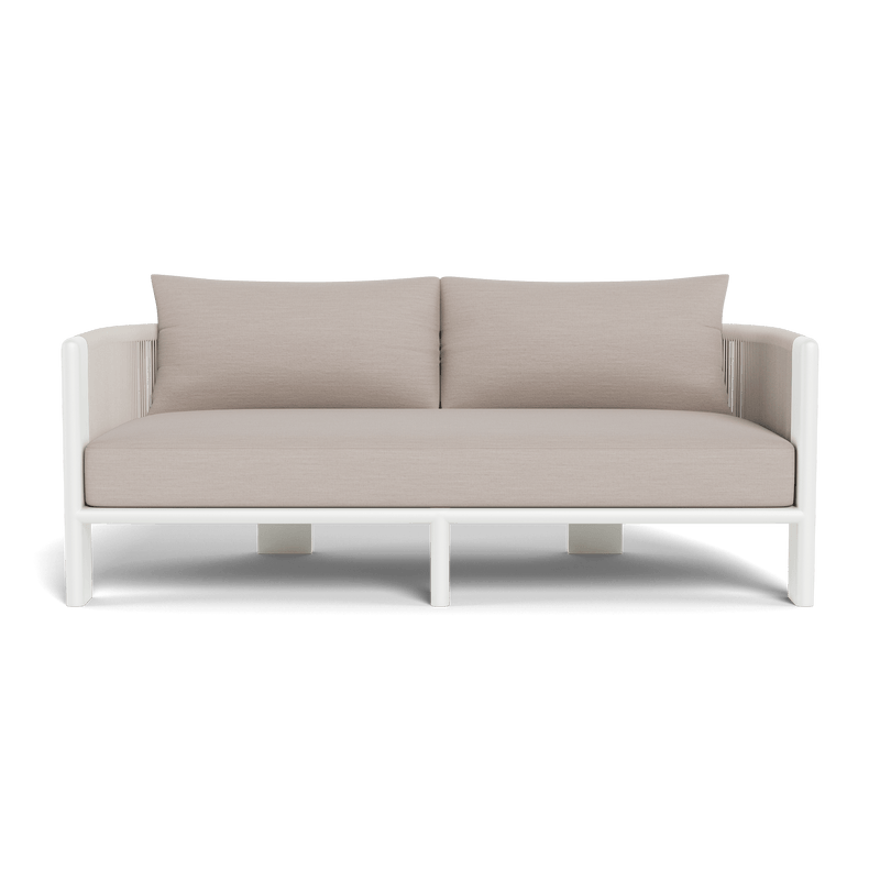 Palm Beach Aluminium 2 Seat Sofa | Aluminium White, Panama Marble, Rope Shell