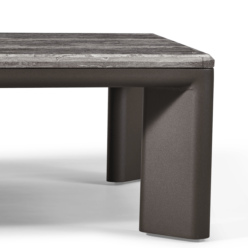 Palm Beach Aluminium Rectangle Coffee Table | Aluminium Asteroid, Travertine Dark Grey,