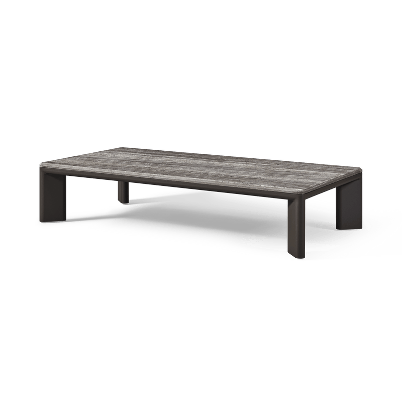 Palm Beach Aluminium Rectangle Coffee Table | Aluminium Asteroid, Travertine Dark Grey,