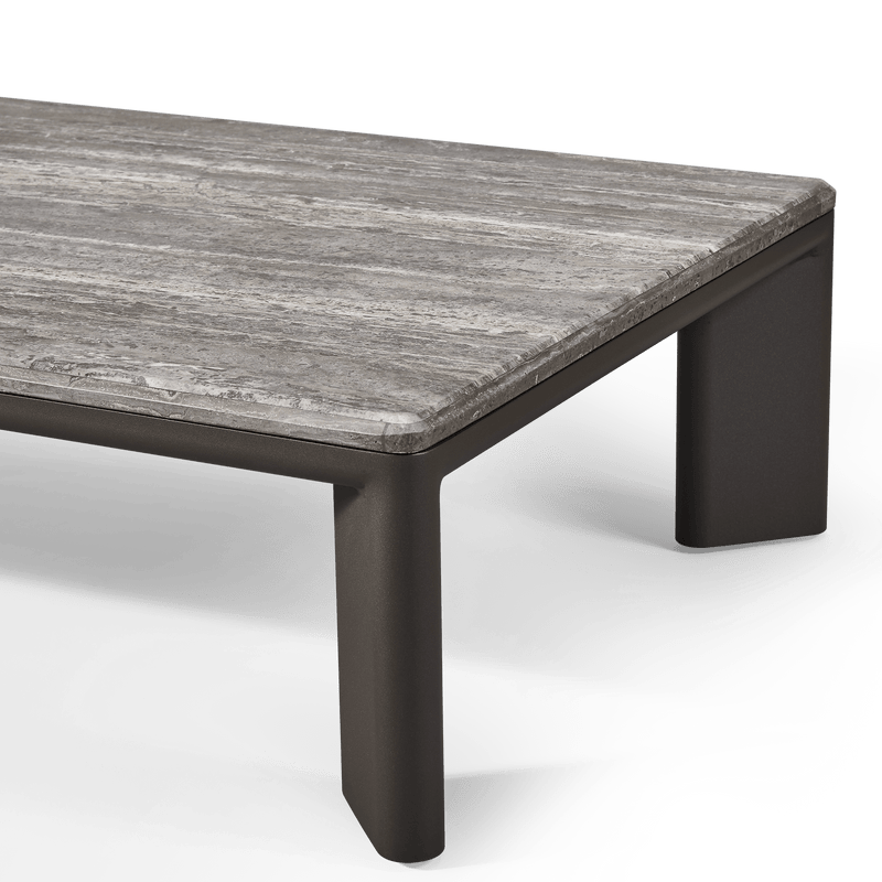 Palm Beach Aluminium Rectangle Coffee Table | Aluminium Asteroid, Travertine Dark Grey,