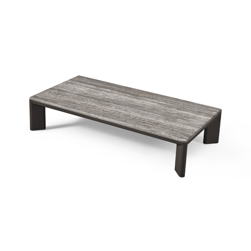 Palm Beach Aluminium Rectangle Coffee Table | Aluminium Asteroid, Travertine Dark Grey,