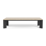 Palm Beach Aluminium Rectangle Coffee Table | Aluminium Asteroid, Travertine Natural,