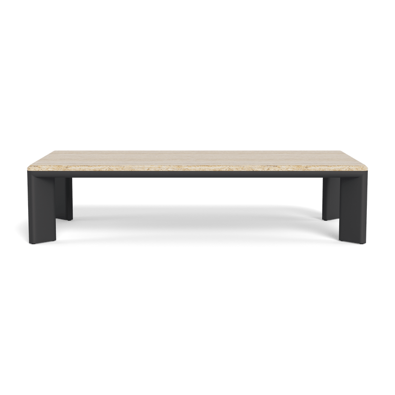 Palm Beach Aluminium Rectangle Coffee Table | Aluminium Asteroid, Travertine Natural,