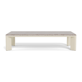 Palm Beach Aluminium Rectangle Coffee Table | Aluminium Bone, Travertine Dark Grey,