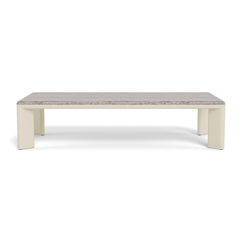 Palm Beach Aluminium Rectangle Coffee Table | Aluminium Bone, Travertine Dark Grey,