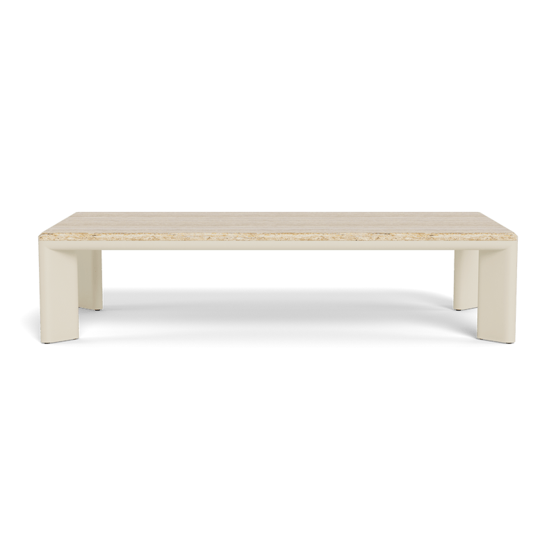 Palm Beach Aluminium Rectangle Coffee Table | Aluminium Bone, Travertine Natural,