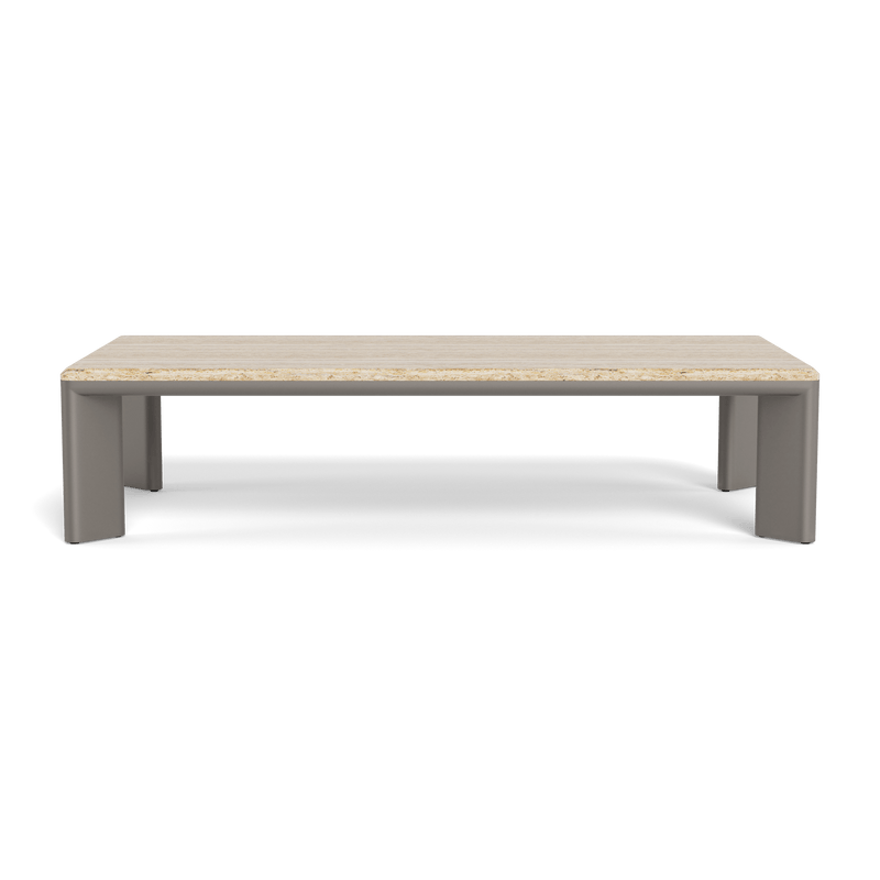 Palm Beach Aluminium Rectangle Coffee Table | Aluminium Taupe, Travertine Natural,