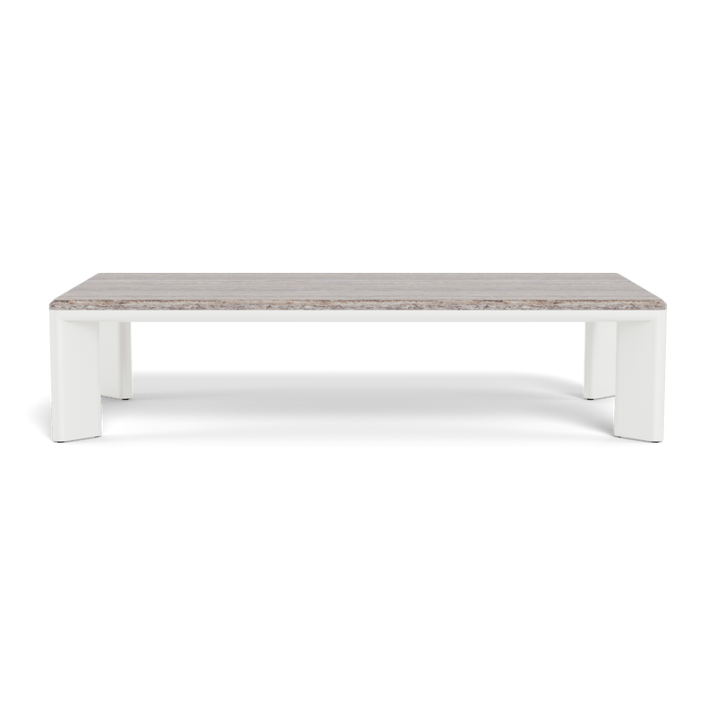 Palm Beach Aluminium Rectangle Coffee Table | Aluminium White, Travertine Dark Grey,