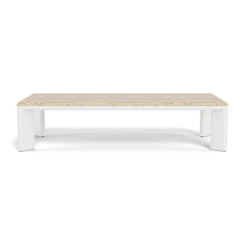 Palm Beach Aluminium Rectangle Coffee Table | Aluminium White, Travertine Natural,