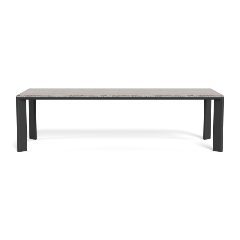 Palm Beach Aluminium Rectangle Dining Table | Aluminium Asteroid, Travertine Dark Grey,