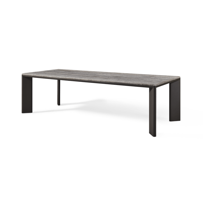 Palm Beach Aluminium Rectangle Dining Table | Aluminium Asteroid, Travertine Dark Grey,