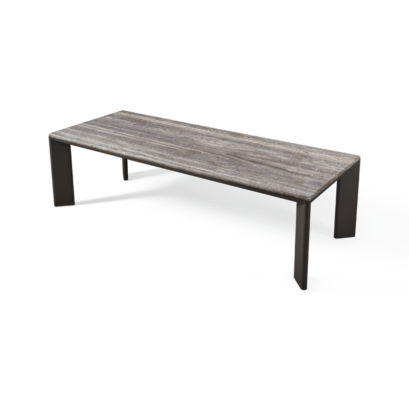 Palm Beach Aluminium Rectangle Dining Table | Aluminium Asteroid, Travertine Dark Grey,