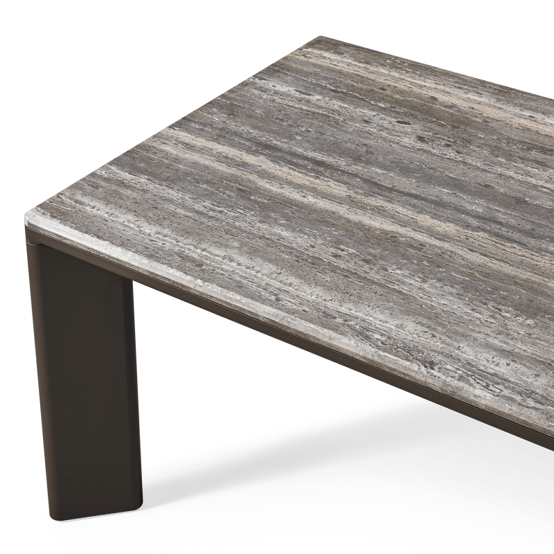 Palm Beach Aluminium Rectangle Dining Table | Aluminium Asteroid, Travertine Dark Grey,