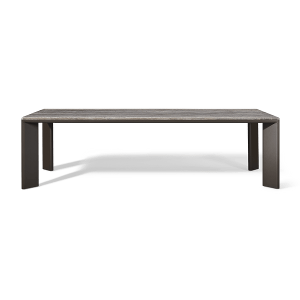 Palm Beach Aluminium Rectangle Dining Table | Aluminium Asteroid, Travertine Dark Grey,