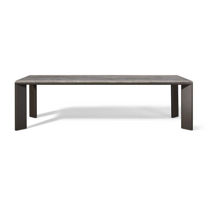 Palm Beach Aluminium Rectangle Dining Table | Aluminium Asteroid, Travertine Dark Grey,