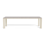 Palm Beach Aluminium Rectangle Dining Table | Aluminium Bone, Travertine Dark Grey,