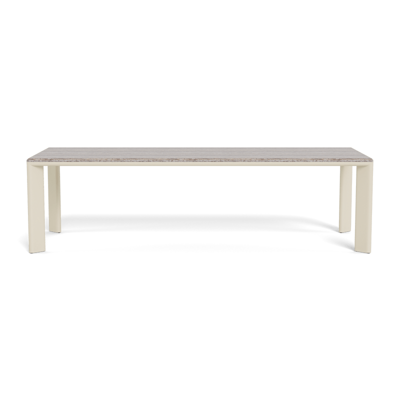 Palm Beach Aluminium Rectangle Dining Table | Aluminium Bone, Travertine Dark Grey,